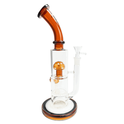 Bong de Vidro Abduzido Gold Line Grande Mushroom Ambar