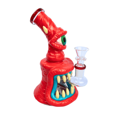 Bong de Vidro Abduzido Gold Line Médio Monster Angry Red