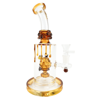 Bong de Vidro Abduzido Gold Line Pequeno Honey Cumb Ambar